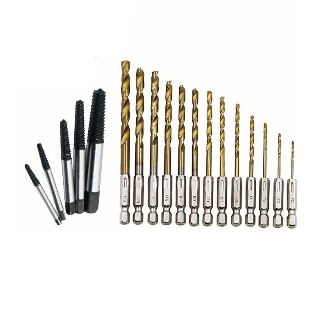 

Broken Wire Extractors Short Taps Hexagon Shank Drill Bits Screw Extractor Set Steel Handed Stud Remover Screw Extractor Reverse
