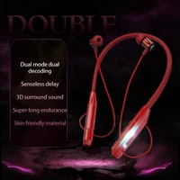 wireless bluetooth compatible earphones wheat non inductive delayedstereo sound esports neck game rgb luminous band headset