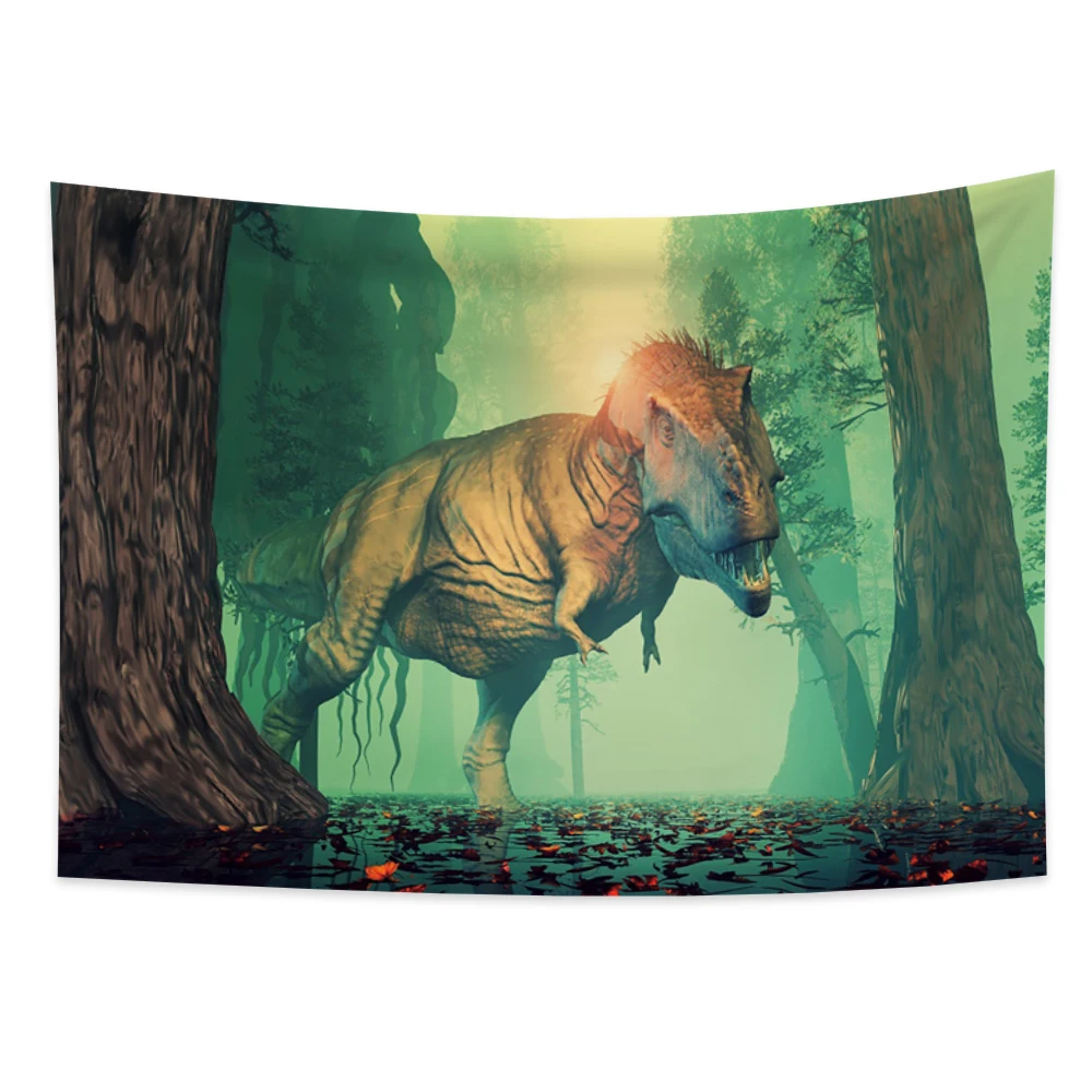 Fashion tapestry Jurassic dinosaur foggy forest beach towel thick polyester thin background wall decoration wall hanging