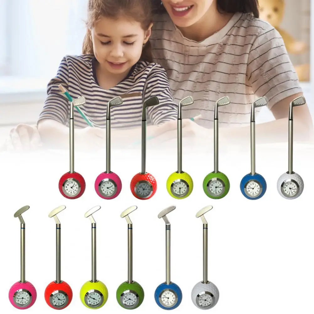 Pen Vibrant Color Indeformable Golf Accessoires Desktop Ornaments Golf Ball Pen Holder With Clock For Home