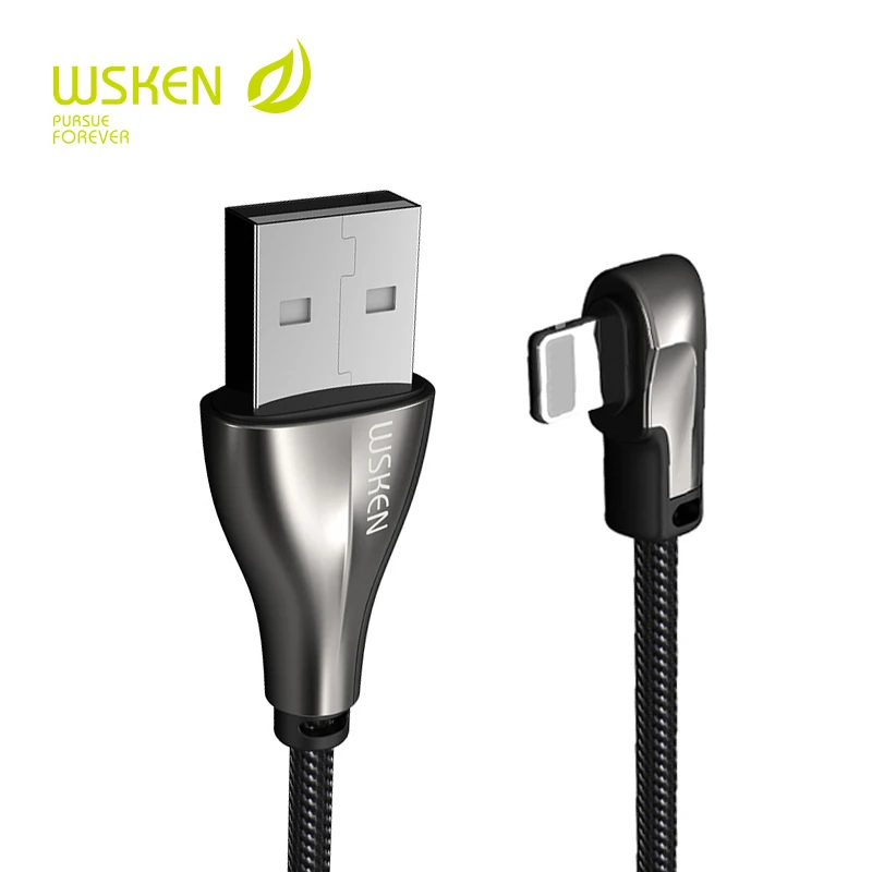 Wsken 90 градусов USB кабель для быстрой зарядки для iPhone 6S 7 8 Plus X Xr Xs Max 5 2A зарядное устройство лампы на шнурах для Apple кабель Lighting