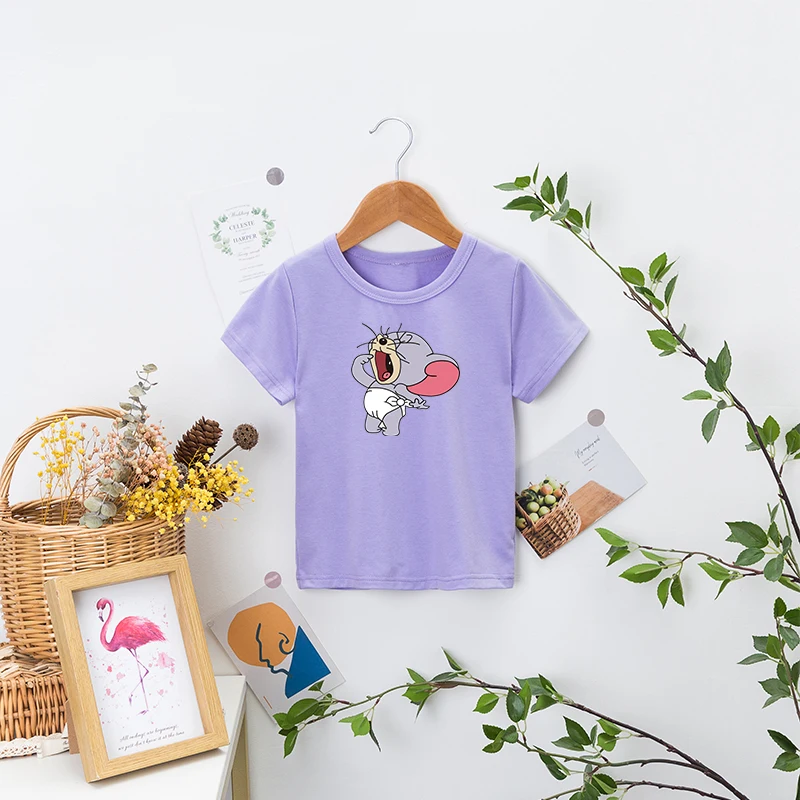 

Naughty Cartoon Character Tuffy Funny Expression Print Tee Little Mouse Wearing Diapers Kawaii Kids Boys and Girls Summer Outfit