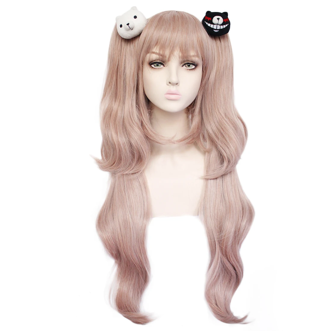 Women Anime Dangan Ronpa Enoshima Junko Wig Danganronpa Hair Halloween Wigs + White Black Bear Hairpins Cosplay Costume | Тематическая