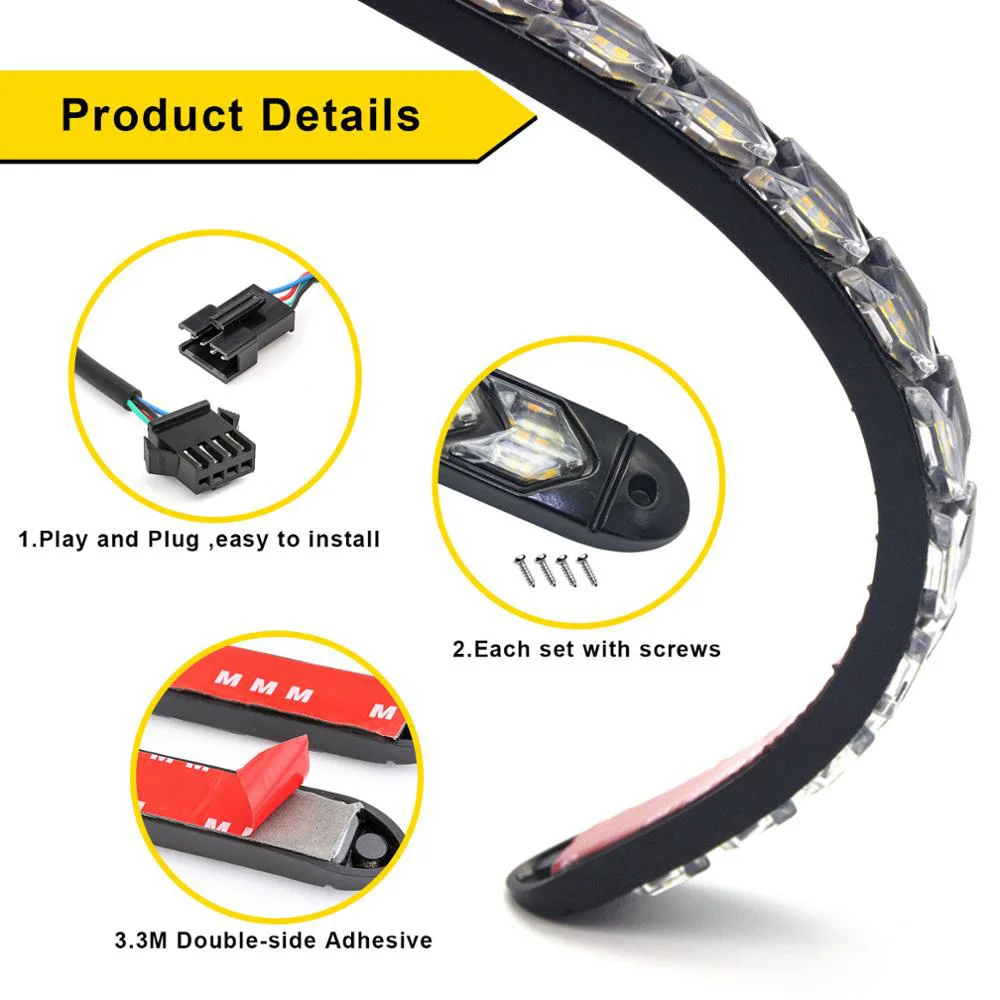 

2pcs 9 color universal LED DRL Switchback Strips LED Daytime Running Light Dynamic Flowing Sequential Flashing Turn Signal Lamp