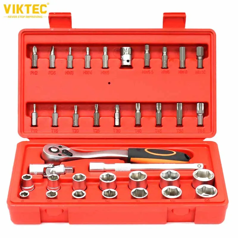 

VT13326 36pcs 3/8" Drive Metric Socket & Bit Set Star Hex Ratchet Wrench Bits Adapter