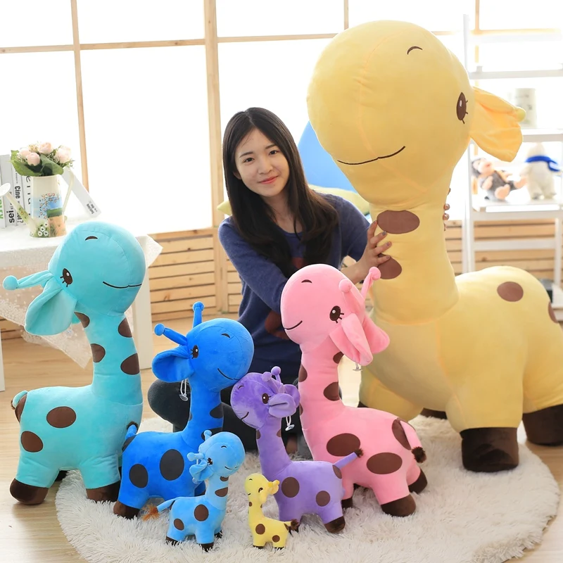 Милая стоячая плюшевая кукла Жираф 25 ~ 80 см красочная Веселая мультяшная игрушка