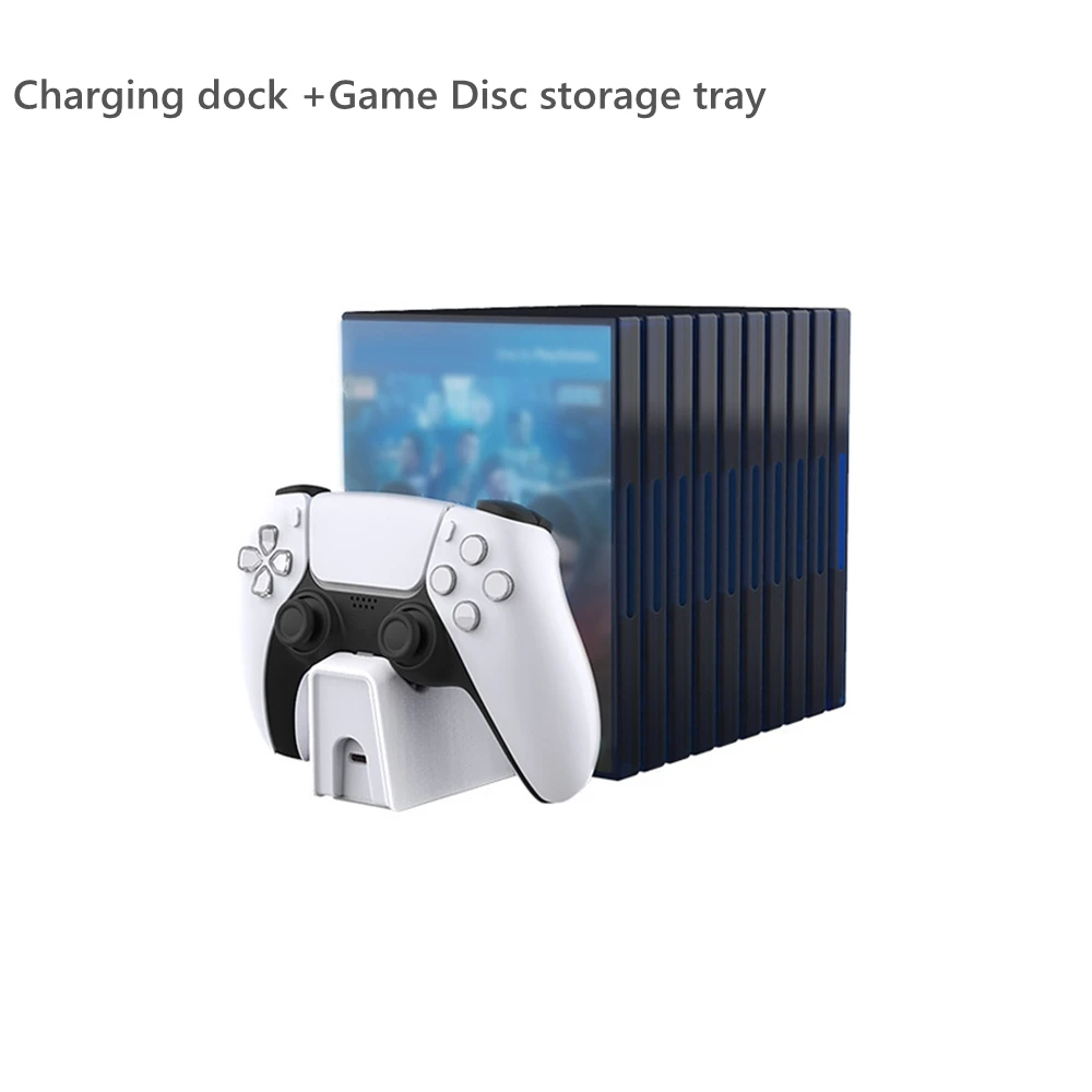 

For PS5 Wireless Controller Charging Dock +Game Disc Storage Tray