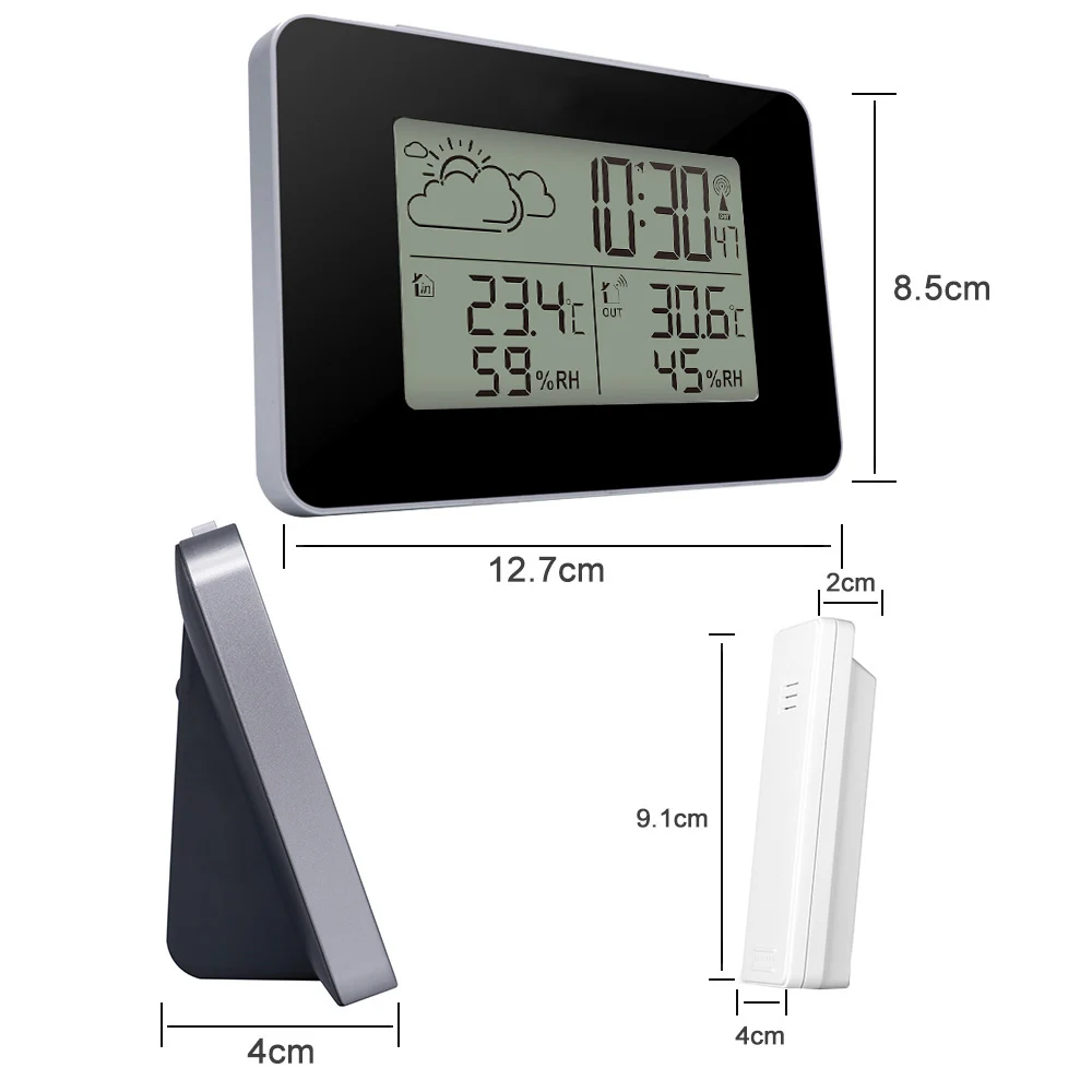 fanju fj3364 digital alarm clock weather station wireless sensor hygrometer thermometer watch lcd time desktop table clocks free global shipping