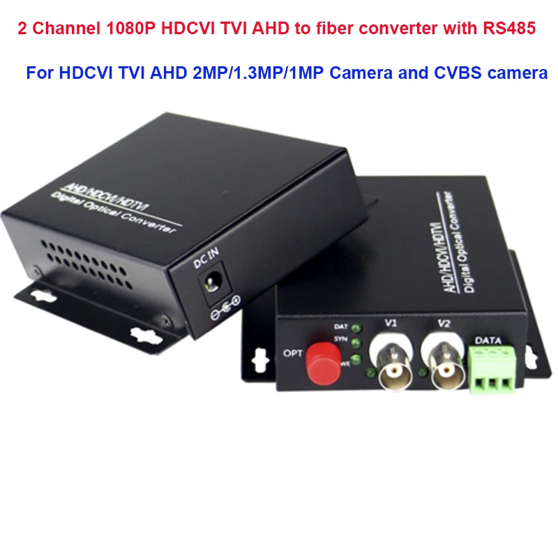 2 ch 1080P AHD HD-CVI TVI RS485 PTZ Fiber optic Media Converter HDTVI HDCVI AHD 2MP 720P 960P for CCTV