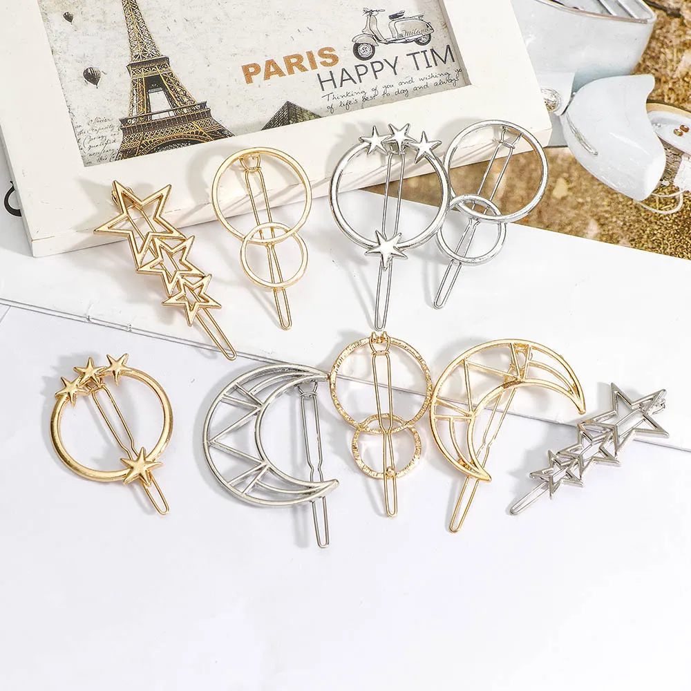 Модные женские заколки для волос с золотым/серебряным покрытием металлический