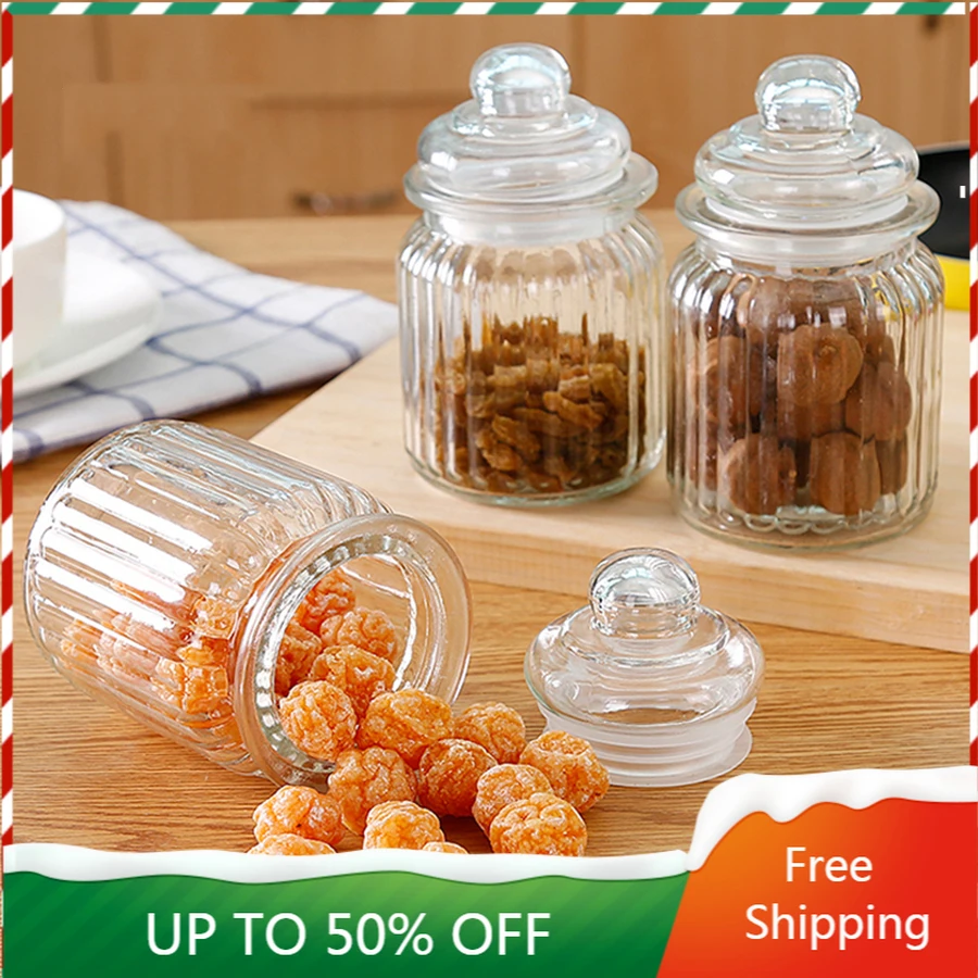 

Spices Sugar Food Storage Jar Crystal Transparent Tea Candy Jar Candy Hermetic Coffee Rangement Cuisine Cereal Dispenser ZZ50SB