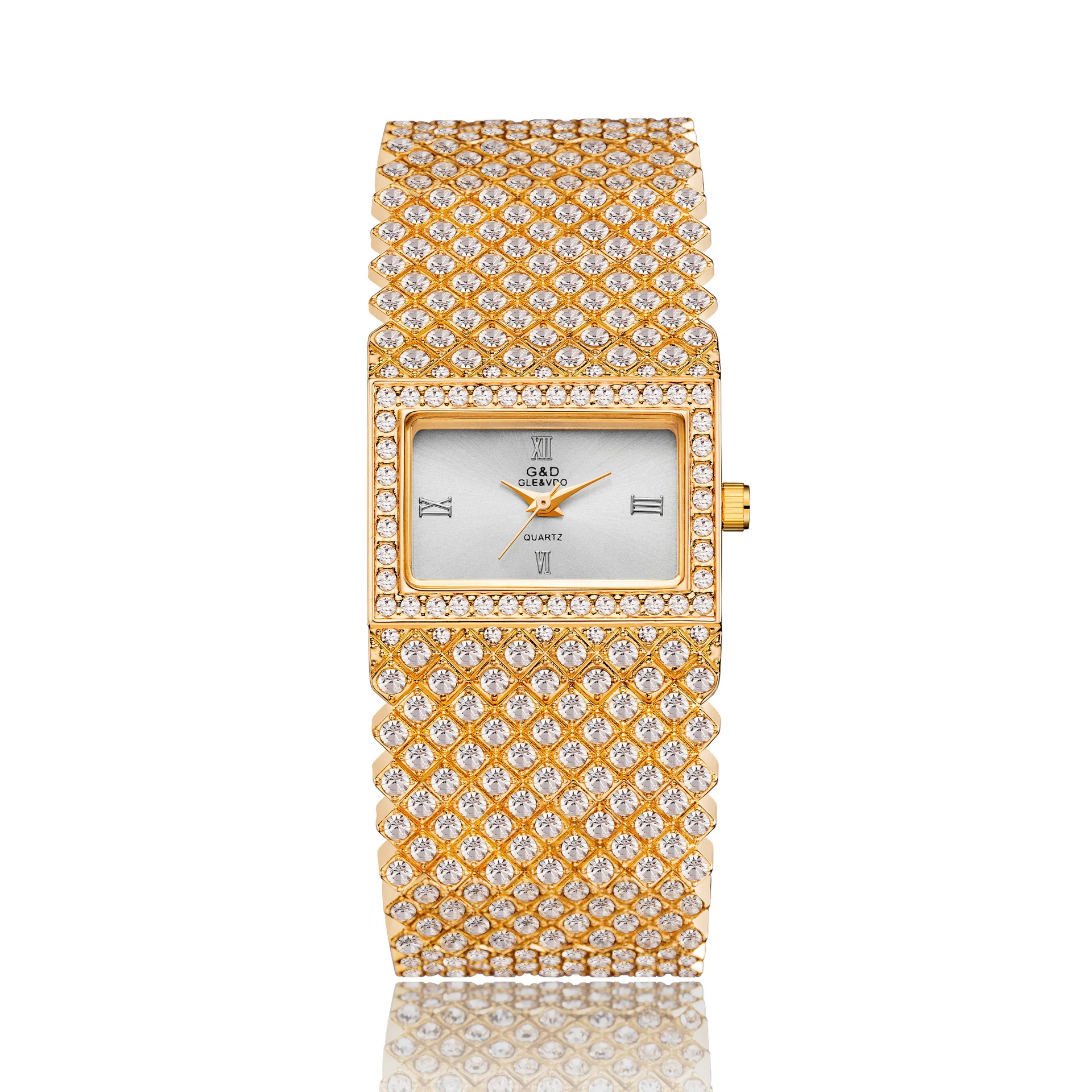 Часы G &amp D женские золотые брендовые Роскошные элегантные с браслетом стразы