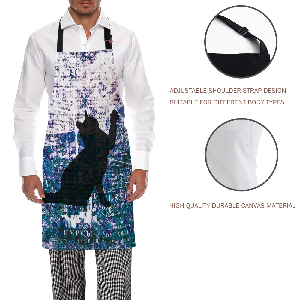 Кухонный Фартук кошка ловля бабочка абстрактный Регулируемый слюнявчик фартуки
