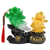 lmitation jade chinese cabbage god of wealth statue%ef%bc%8cresin modern art sculpture%ef%bc%8chome living room office lucky decoration