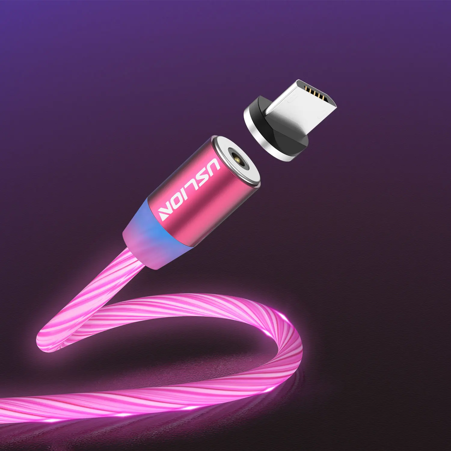 Rose Red USLION светодиодный светильник кабель для iPhone 11 Магнитный USB кабель Быстрая зарядка светодиодный светильник кабель для samsung S10 Micro USB кабель - Цвет: Rose Red