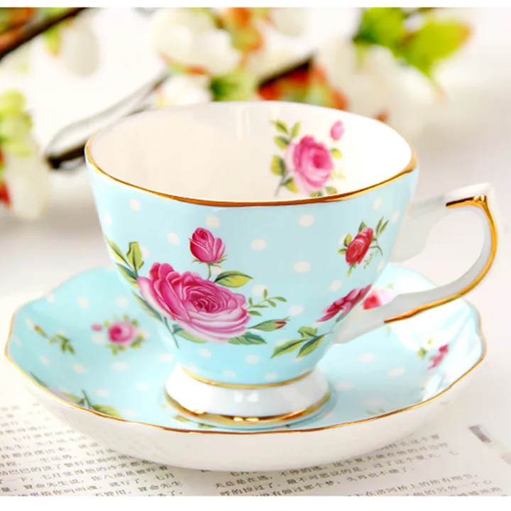 Фарфоровый модный Британский костяной фарфор кофейная чашка и блюдце набор керамический цветочный чайный набор Бытовая кофейная посуда