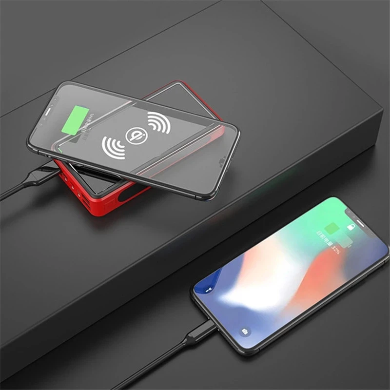 wireless 80000mah qi solar power bank fast charger outdoor portable power bank external battery for iphone13 xiaomi mi11 samsung free global shipping