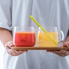 Прозрачная креативная стеклянная кружка justdolife, многоцелевая кружка для кофе, чая, напитков, для десерта, завтрака, для молока, стеклянные кружки, кружка для пива с ручкой