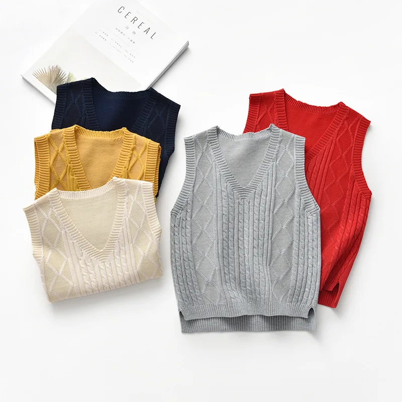 

Boys Sweaters Baby Clothes V-neck New Children Cotton Vest School Uniform Knitted Toddler Boy Sweaters CENKIBEYRA