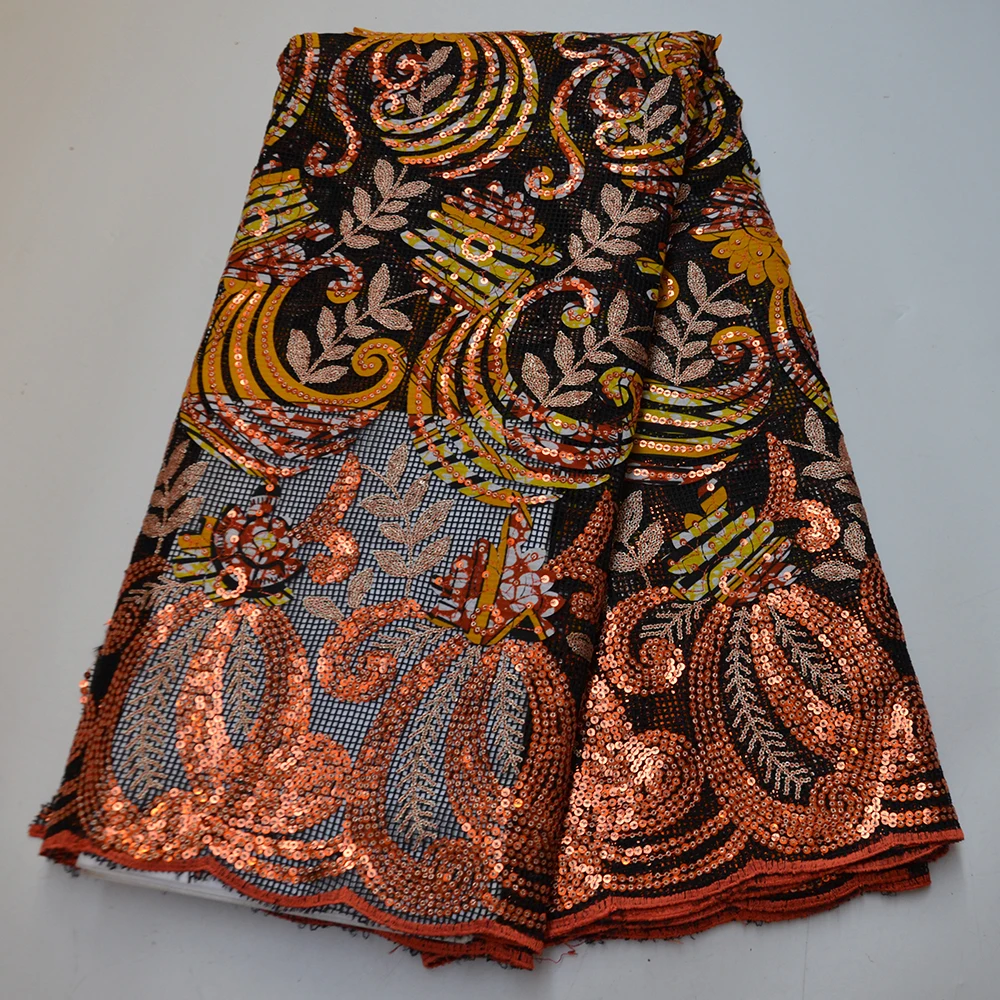 

Free Shipping High Quality Sequence African French Net Glitters Nigerian Mesh Tulle Organza Embroidery Sequins Lace Fabric Party