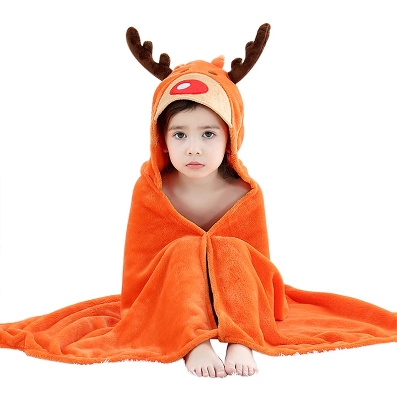 

Orange Animal Design Baby Bath Towel With Hood Suitable For Children Beach Towels Baby Bathrobes