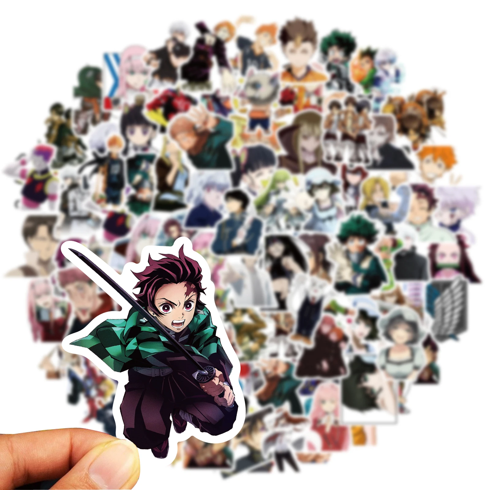 Pegatinas de dibujos animados para ni&ntilde;os, calcoman&iacute;as de Anime Attack on Titan/My Hero Academia, DIY para equipaje, port&aacute;til, monopat&iacute;n y motocicleta, 10/50/100 Uds.-3