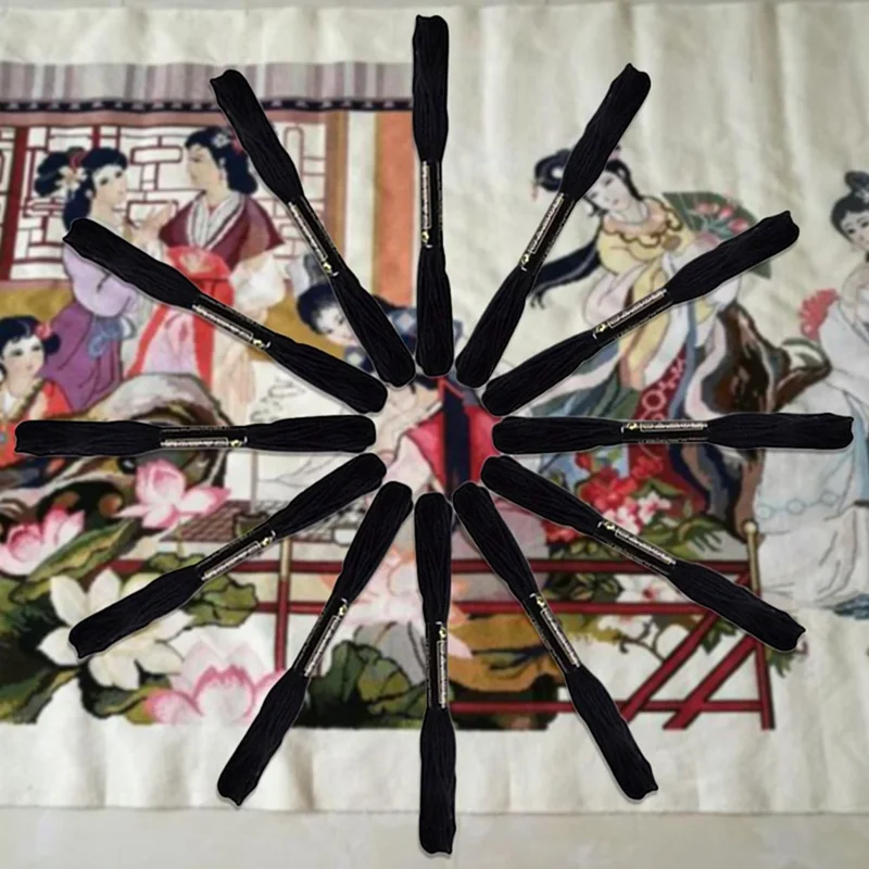 Цвет: белый черный нитки мулине для вышивания декоративным стежком шитье моток