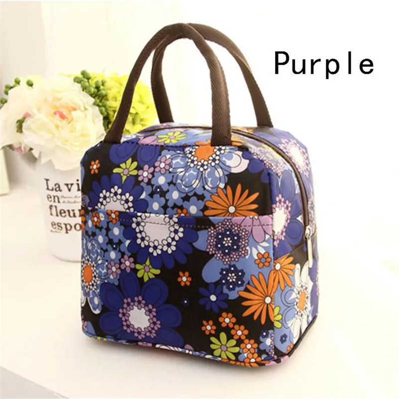 Новый ланч-мешок для пикника Термосумка пищи цветочный узор портативный