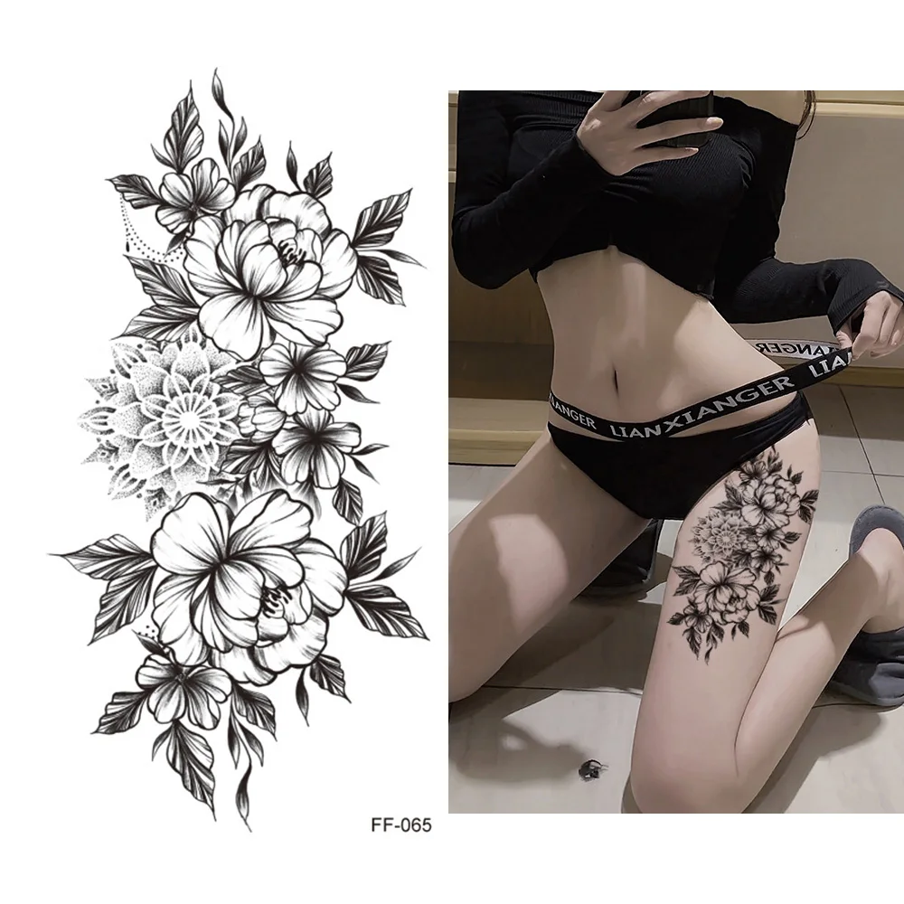 Водостойкая временная татуировка наклейка с рисунком розы лотоса переводная