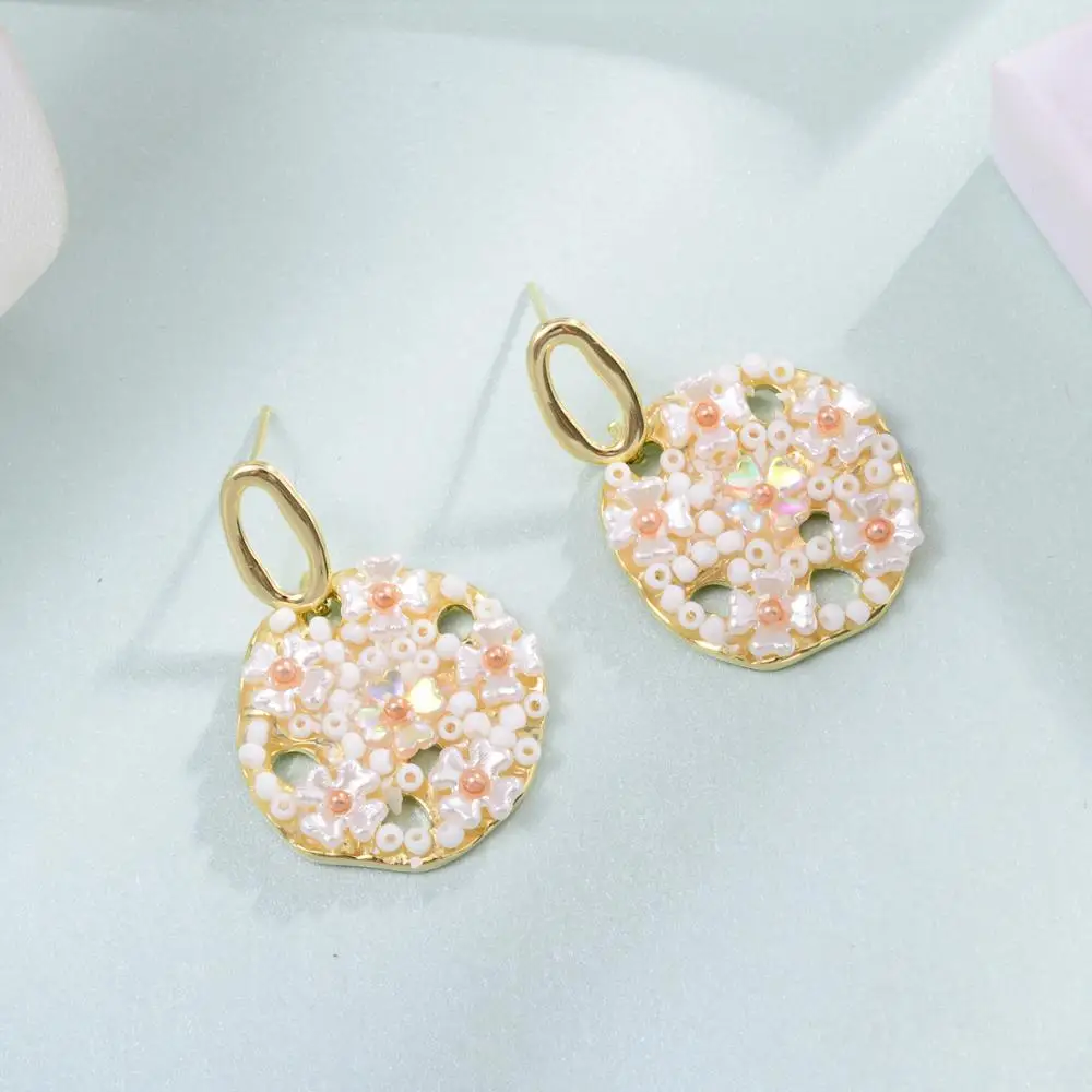 Женские серьги-подвески золотого цвета круглая серьга-подвеска из натурального