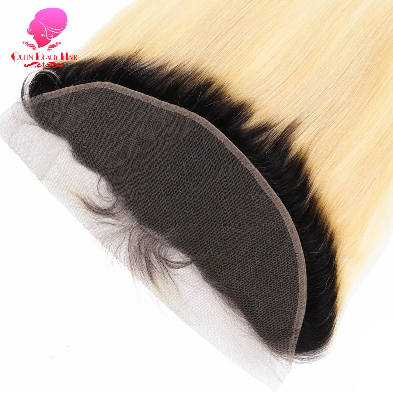 QUEEN BEAUTY Remy бразильские прямые волосы 13X4 1B 613 темные корни Омбре светлые кружева