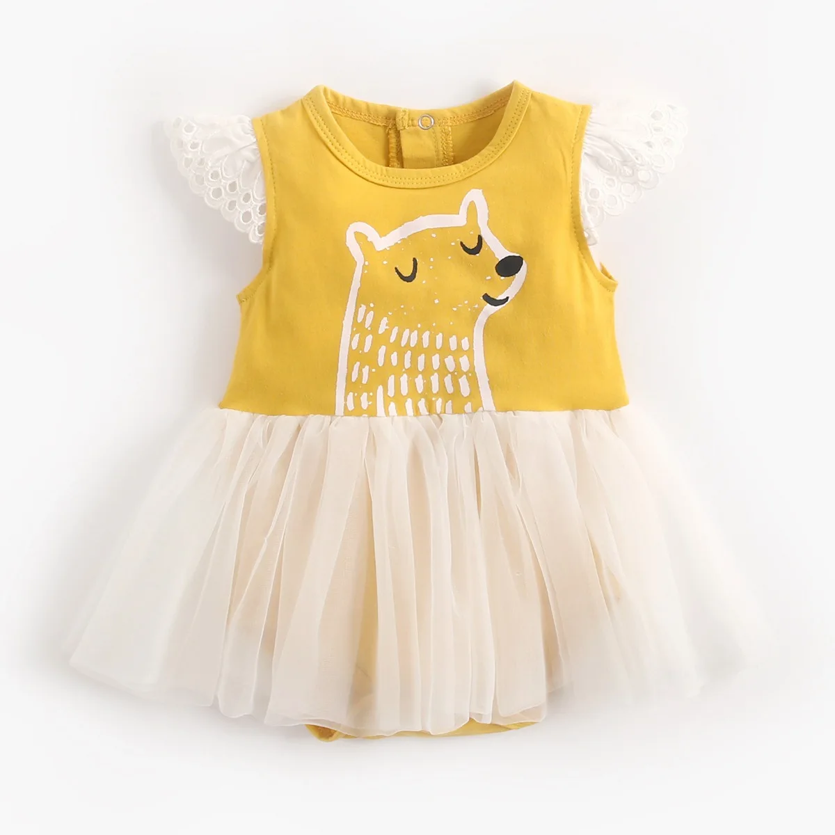 

brand 2021 summer new mesh skirt one-piece clothes pure cotton baby girl bag fart clothes baby climbing clothes