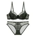 Новинка 2021, сексуальный сетчатый кружевной дышащий тонкий бюстгальтер с подкладкой и трусики, женское нижнее белье с эффектом пуш-ап, чашка A, B, C, D, E, 95D