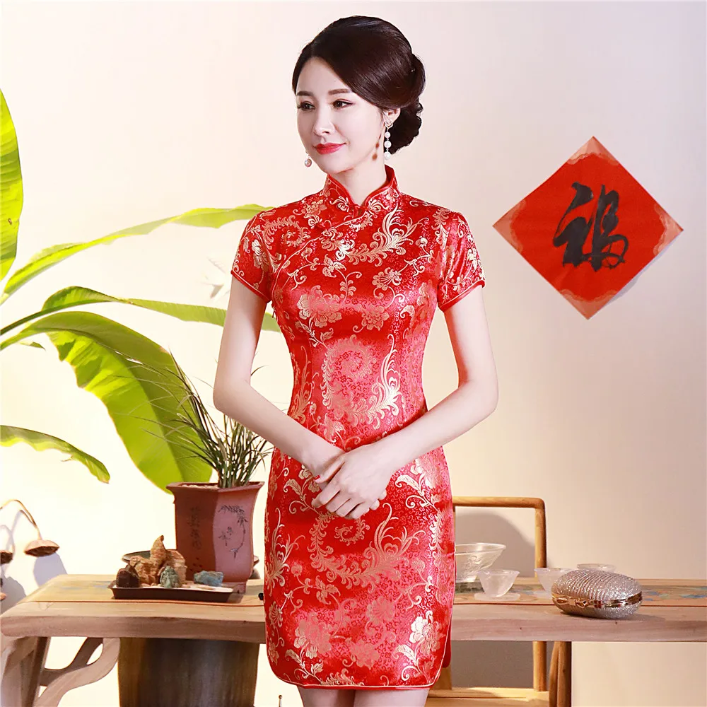 Светло-Розовое женское платье Чонсам для женщин Qipao с коротким рукавом Элегантные Формальные платья большого размера 3XL 4XL 5XL 6XL сексуальные платья
