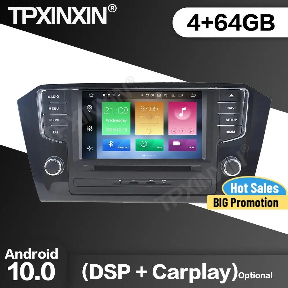 

64G Car Radio 2 Din Stereo Receiver Android10.0 For VW PASSAT 2015 2016 2017 2018 GPS NAVI Multimedia Player Recorder Head Unit