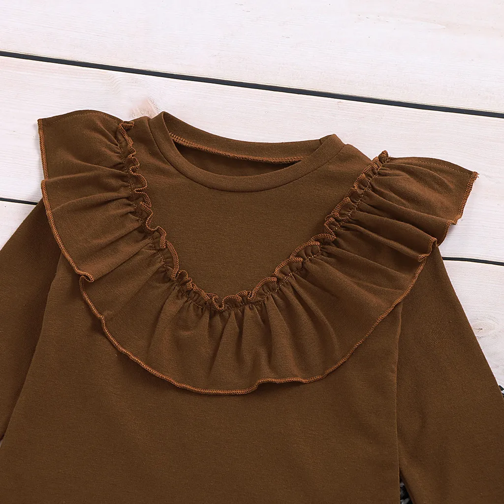 2 шт. однотонные топы с оборками и брюки для новорожденных девочек|Комплекты