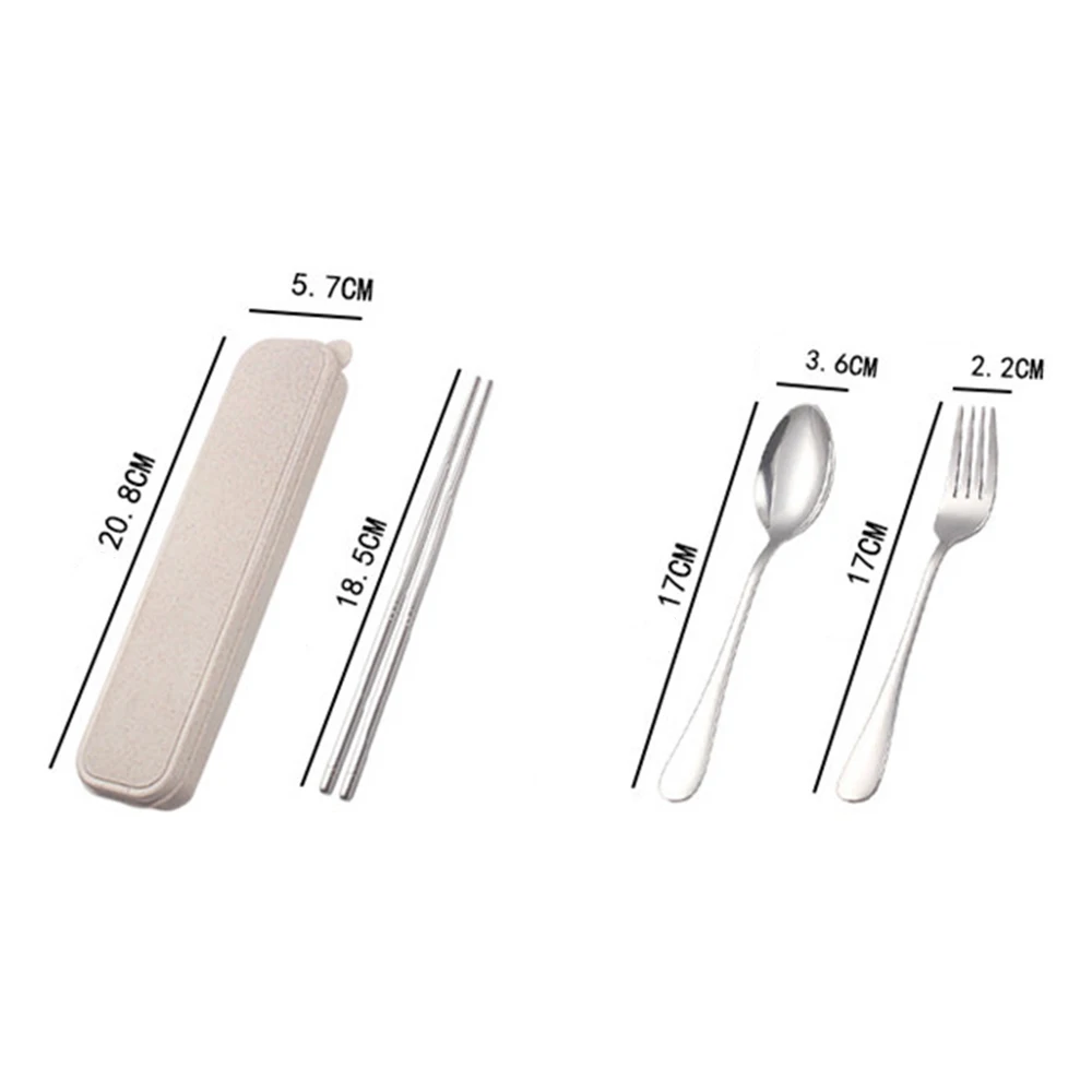 

3pcs/set Cutlery Set Travel Portable Box Flatware Stainless Steel Spoons Forks Chopsticks Dinnerware Sets Kitchen Tableware