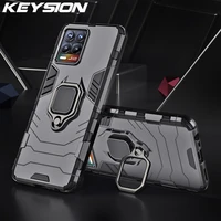 keysion shockproof case for realme 8 pro gt c20 v13 q2 ring stand phone cover for oppo find x3 pro a94 a12 a15 reno 5 f19 pro5g