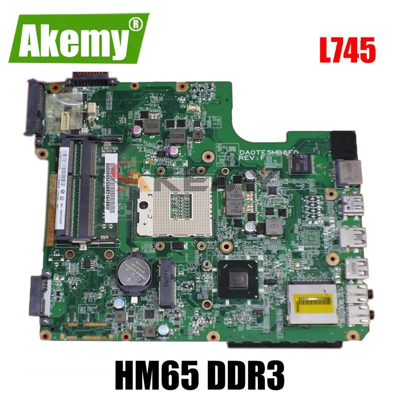 

Оригинальная материнская плата AKEMY A000093070 DA0TE5MB6F0 для ноутбука toshiba satellite L745, материнская плата 31TE5MB00G0 HM65 DDR3, работает