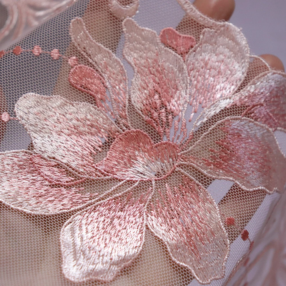 

1 Meter 17.5 CM Wide Embroidered Lace Trim Soft Orange Pink Mesh Lingerie Bra Underwear Handmade Doll's Dress Sewing Fabrics DIY