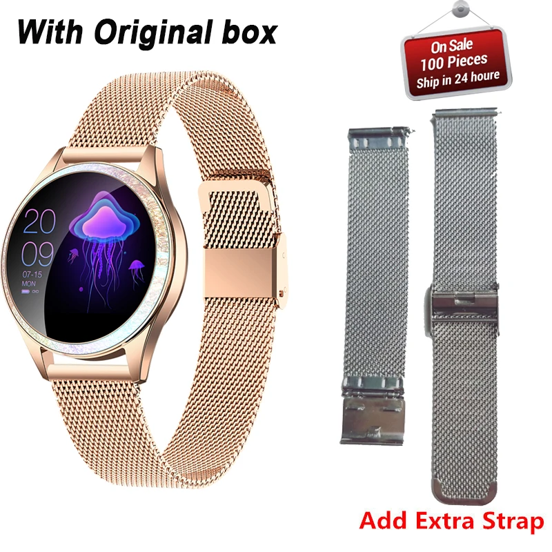 add extra strap KW20 женские Смарт-часы, модный прекрасный браслет, монитор сердечного ритма, мониторинг сна, умные часы для IOS Android PK H8 S3 KW10, ремешок - Цвет: add extra strap