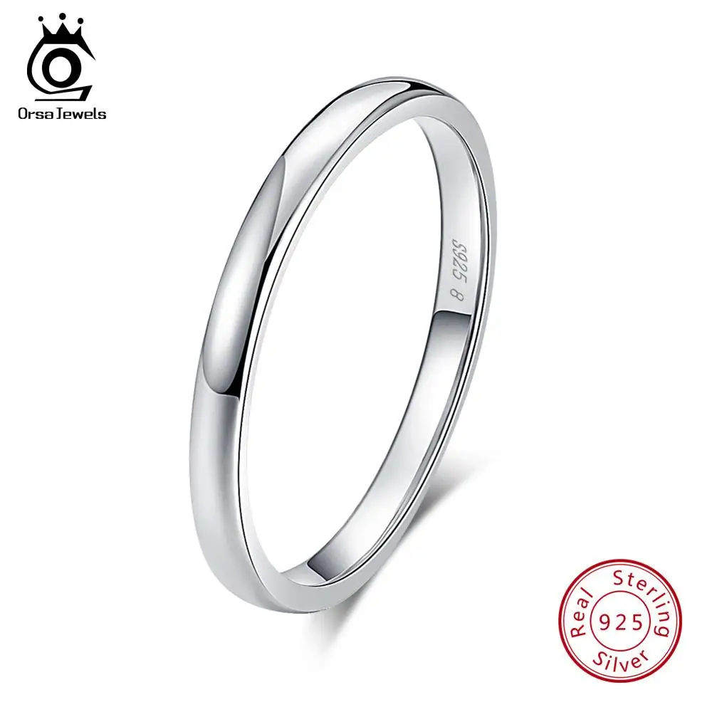 ORSA JEWELS Настоящее 925 пробы серебряные кольца для женщин Простые классические свадебные кольца Модные женские ювелирные изделия оптом SR74