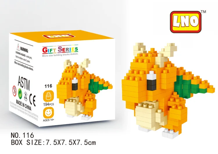 116 without box LNO, алмазные блоки, фигурки, каваи, 3D, Пикачу, японское аниме, мультфильм, пластиковые строительные кирпичи, игра, сделай сам, модель, обучающие игрушки - Цвет: 116 without box