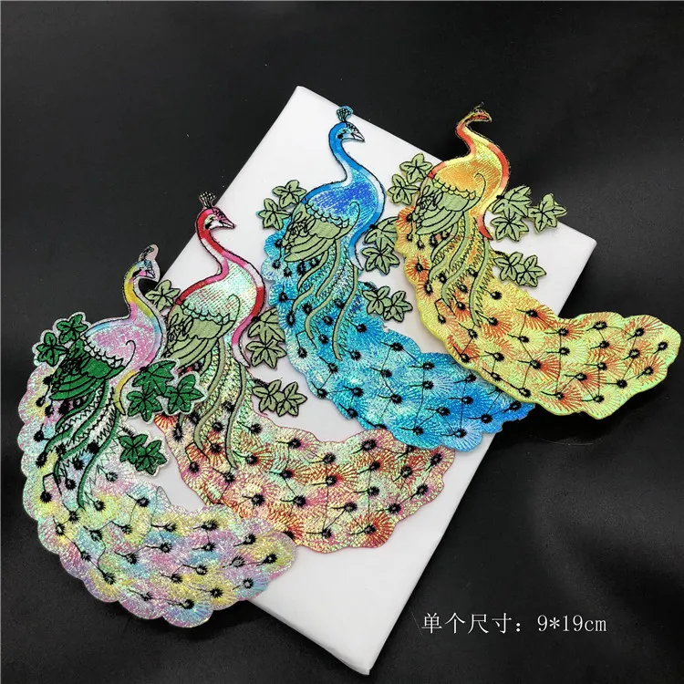 

Accessories large embroidery big peacock bird animal badges applique patches for clothing OR-2003
