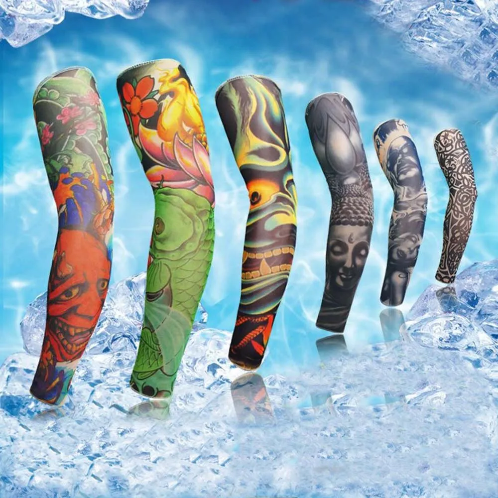 Горячие 3D татуировки Новая мода напечатанные теплые руки УФ защита рукава рука