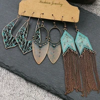 gypsy earrings tribal ethnic festival drop dangle tassel chain jewelry