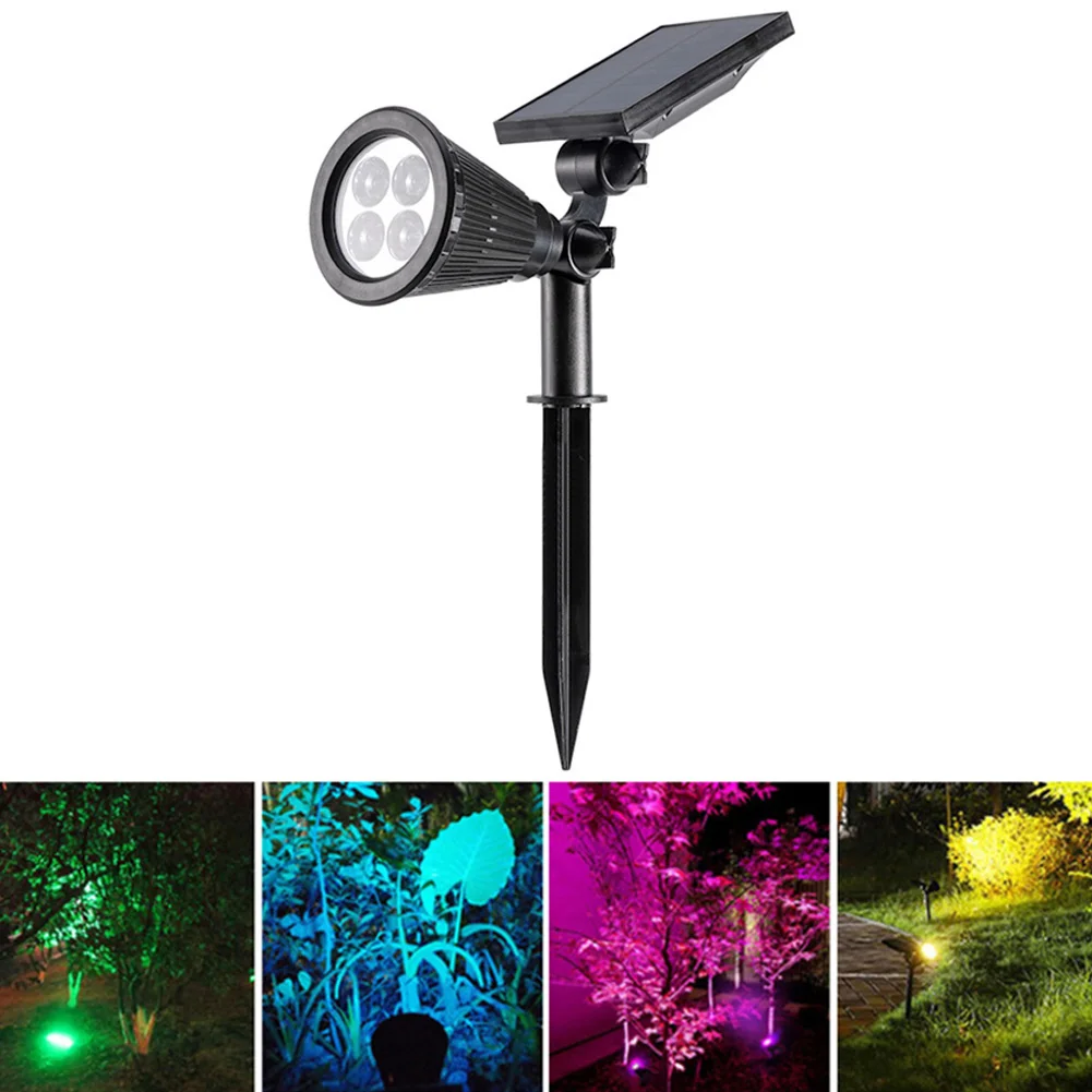 

Цветной садовый светильник на солнечной батарее, 4 светодисветодиодный для газона, Ландшафтная лампа с заглушкой, уличный фонарь на солнечн...