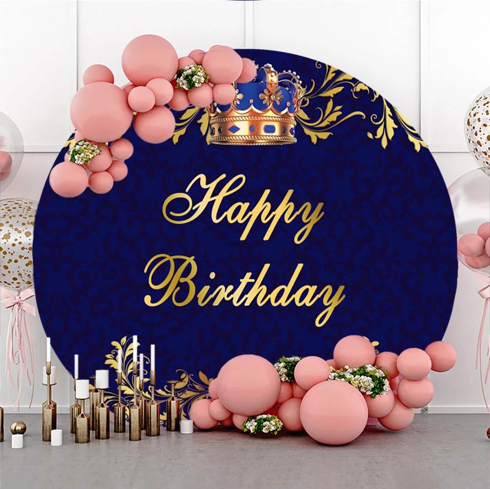 Laeaco, королевский синий, золотой, корона, винтажный цветочный узор, детский постер, портрет, круг, фотосессия