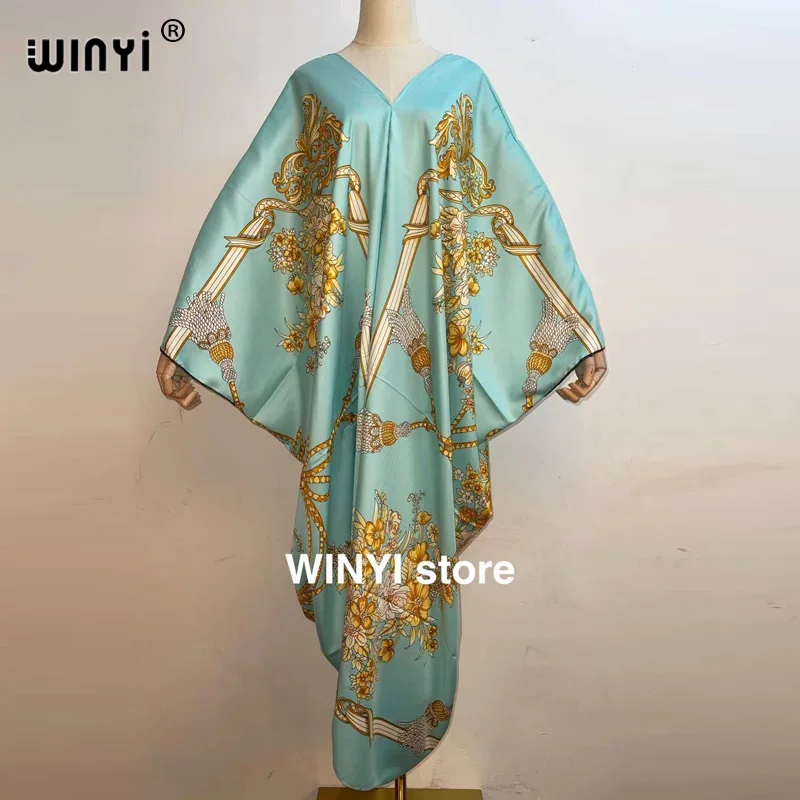 

Qutar Printed caftan For Women 2021Fashion Design Loose Dress Batwing Maxi Long Femme Vestidos Summer Autumn Party Elegant Dress