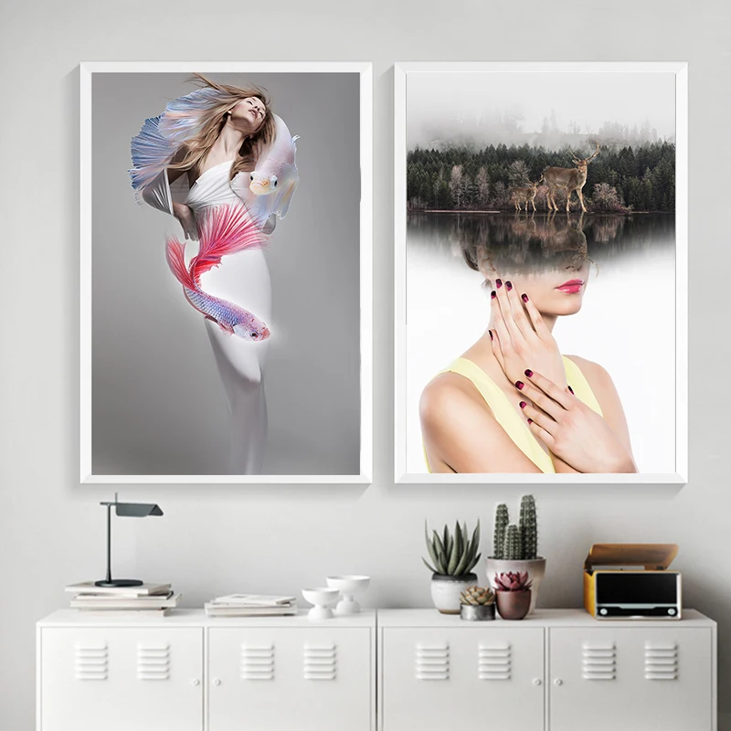 Фотография на холсте с изображением современной девушки черно белые настенные